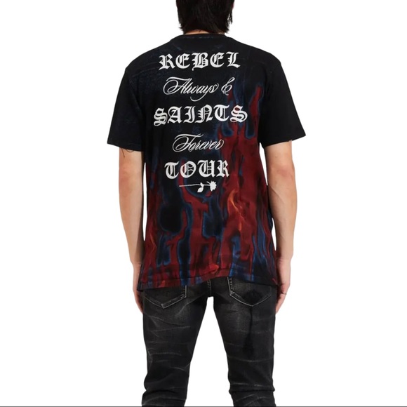 T-shirt Uomo Rebel Saints By Affliction DIONNE Angle Wings Rossa S-4XL - Foto 13